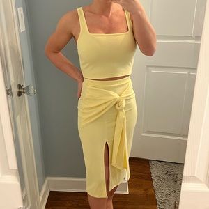 Blue Blush Yellow 2 Piece Skirt Set